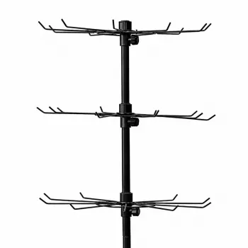 LEAN obrotowy stojak ekspozycyjny 5-poziomowy na kółkach czarny 40x150cm, obrót 360°, stal malowana proszkowo