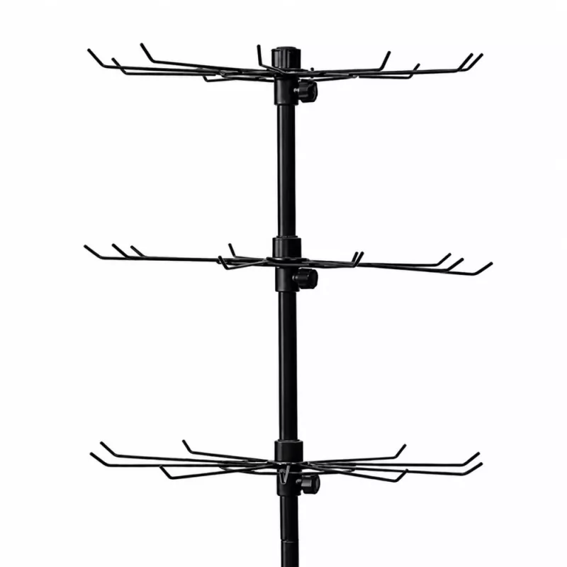 LEAN obrotowy stojak ekspozycyjny 5-poziomowy na kółkach czarny 40x150cm, obrót 360°, stal malowana proszkowo