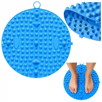 LEAN Okrągła mata do masażu stóp akupresurowa z kolcami niebieska 33 cm