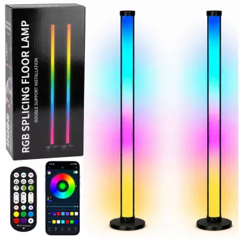LEAN Smart Floor Lamps Colorful RGB LED Lights Remote Control App 125cm 2 pcs