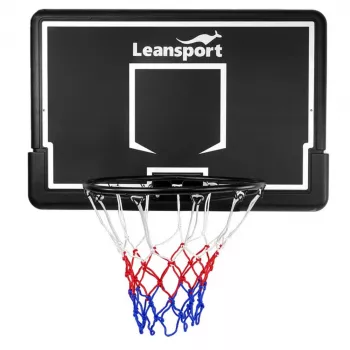 LEAN SPORT 30566 Kosz do koszykówki z tablicą - 90 cm tablica poliwęglanowa, montaż na ścianie, czarny/czerwony