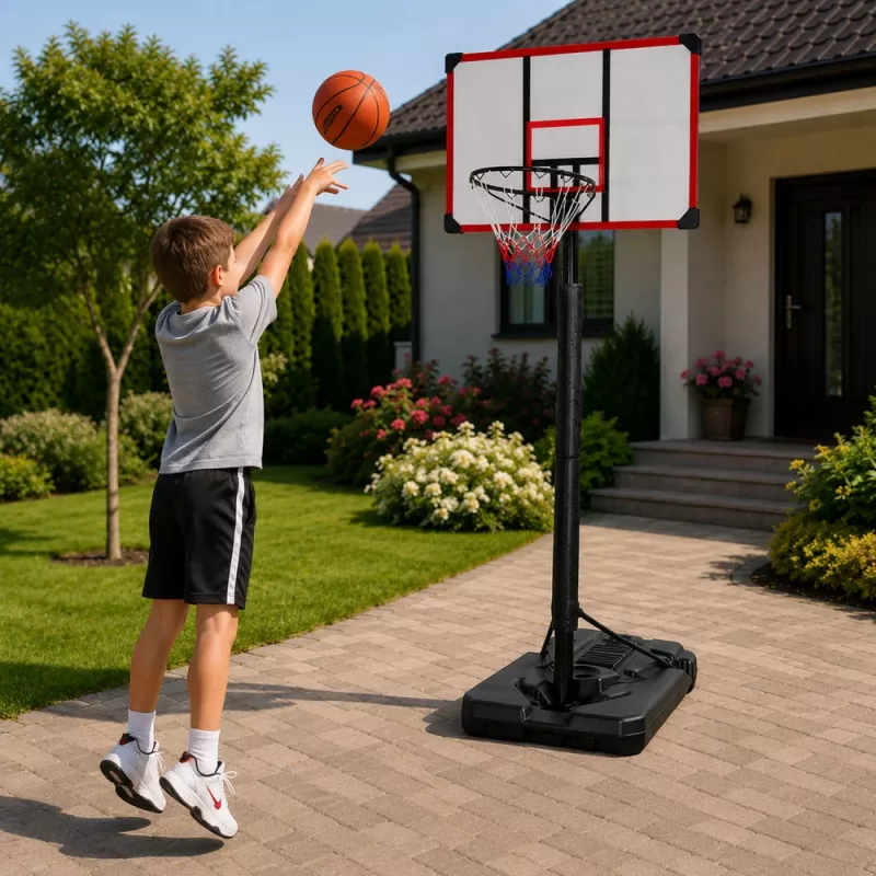 LEAN SPORT Kosz do koszykówki mobilny z regulacją wysokości 200-305 cm