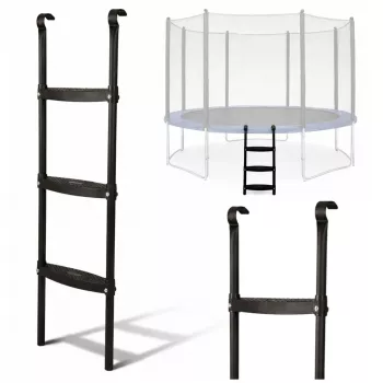 LEAN SPORT BEST 97 cm Drabinka do trampoliny – 2-stopniowa, antypoślizgowa stal, uniwersalna, czarna