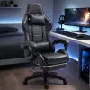 LEAN Swivel Office Gaming Chair with Footrest and Cushions, Black