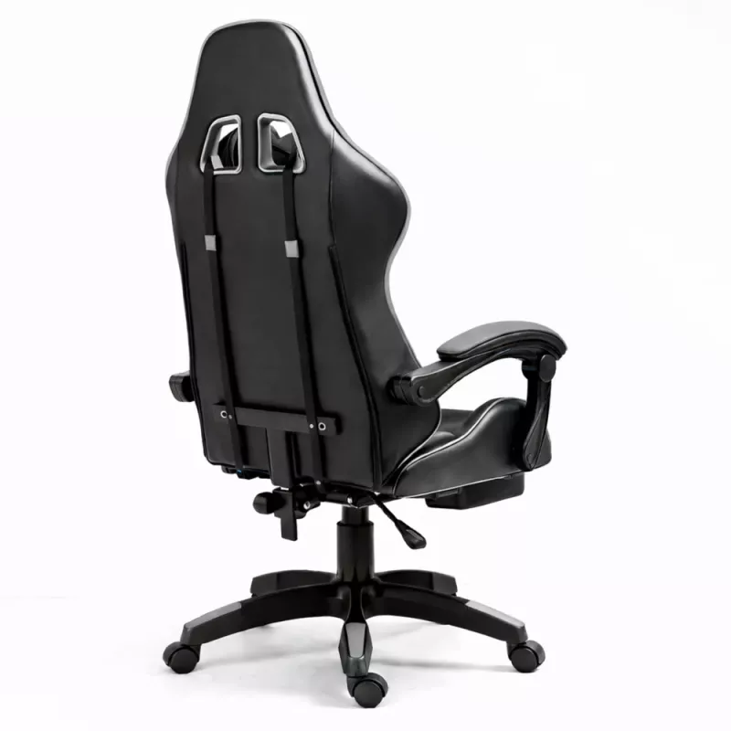 LEAN Swivel Office Gaming Chair with Footrest and Cushions Black and Gray