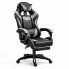 LEAN Swivel Office Gaming Chair with Footrest and Cushions Black and Gray