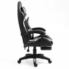 LEAN Swivel Office Gaming Chair with Footrest and Cushions, Black and White