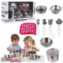 LEAN TOYS 15-elementowy zestaw kuchenny do zabawy dla dzieci od 3 lat | Garnki, patelnie, przybory kuchenne, talerze, kubki, deska do krojenia i zabawkowe jedzenie | Wielokolorowy plastik ABS | Zabawka do odgrywania ról w gotowaniu