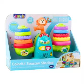 LEAN TOYS 23009 Interaktywna edukacyjna waga małpka dla maluchów - 20 klocków, dźwięki i melodie