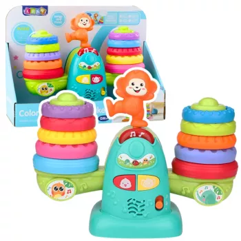 LEAN TOYS 23009 Interaktywna edukacyjna waga małpka dla maluchów - 20 klocków, dźwięki i melodie