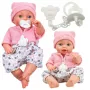LEAN TOYS 24440 Lalka z czapką, sweterkiem i smoczkiem, efekty dźwiękowe (35 cm)