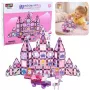 LEAN TOYS 25282 Magnetyczne Klocki Zestaw Witraż z Różowymi Markerami, 126 Elementów, Kreatywna Zabawka Artystyczna