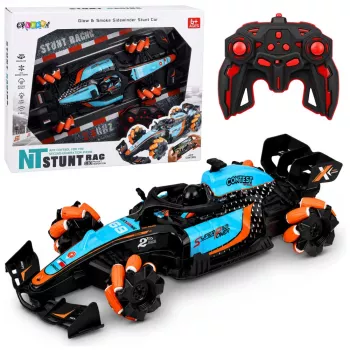 LEAN TOYS 29711 RC Stunt Car 1:10 4WD z obrotem 360°, światłami LED i efektem dymu (czarno-czerwony)
