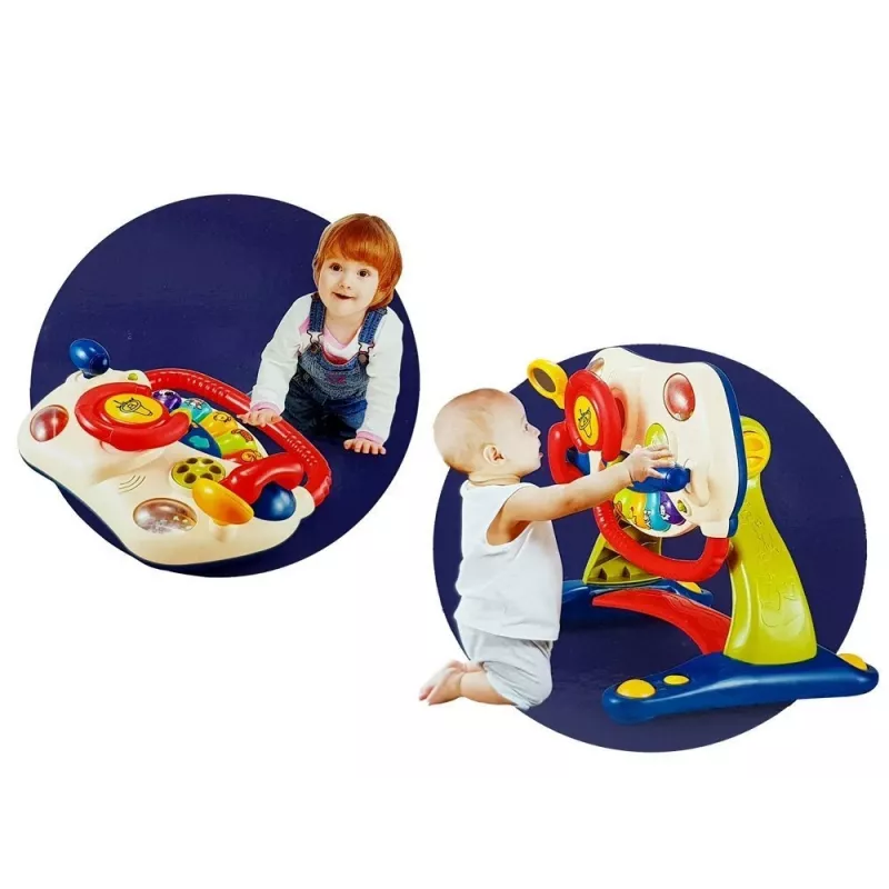 LEAN TOYS 3-in-1 Interaktywny Wózek dla Niemowląt z Kierownicą Dźwiękami Melodiami Zwierzętami