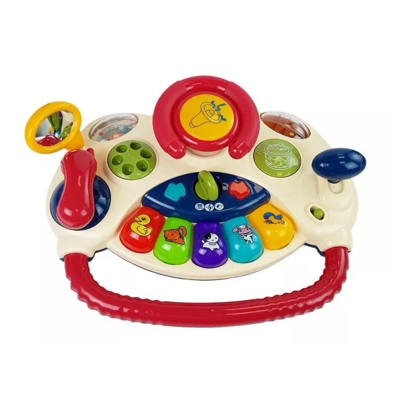 LEAN TOYS 3-in-1 Interaktywny Wózek dla Niemowląt z Kierownicą Dźwiękami Melodiami Zwierzętami