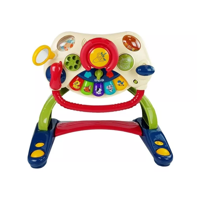 LEAN TOYS 3-in-1 Interaktywny Wózek dla Niemowląt z Kierownicą Dźwiękami Melodiami Zwierzętami