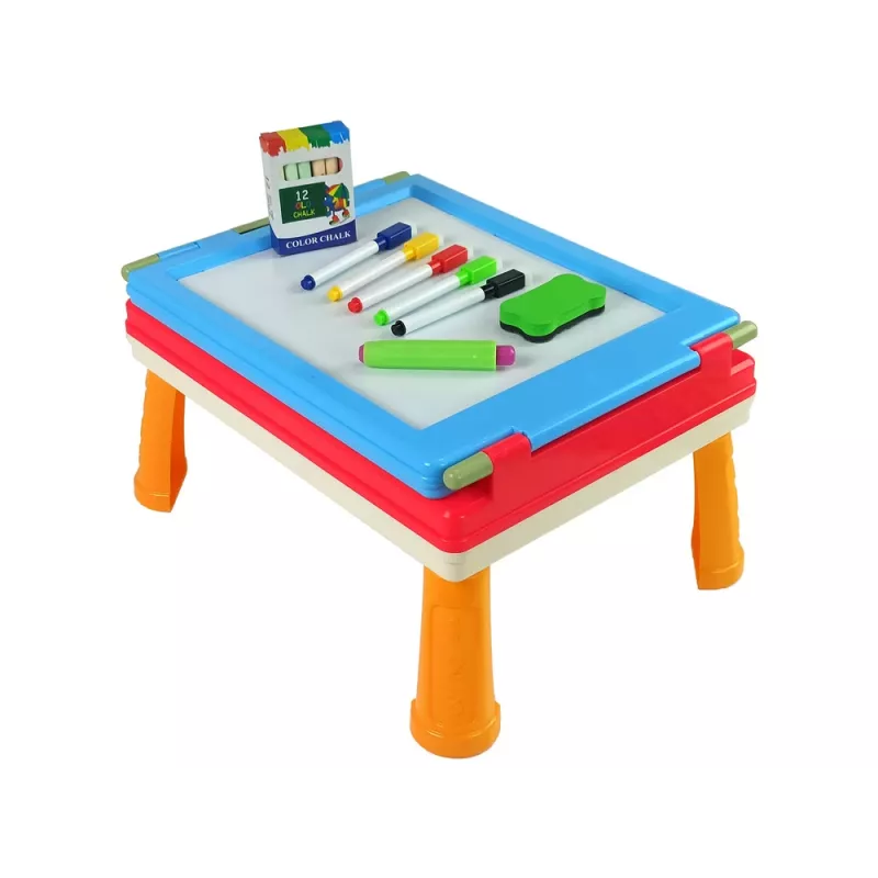 LEAN TOYS 3-w-1 Magnetyczna Tablica Kredowa, Niebieski Stół do Gier
