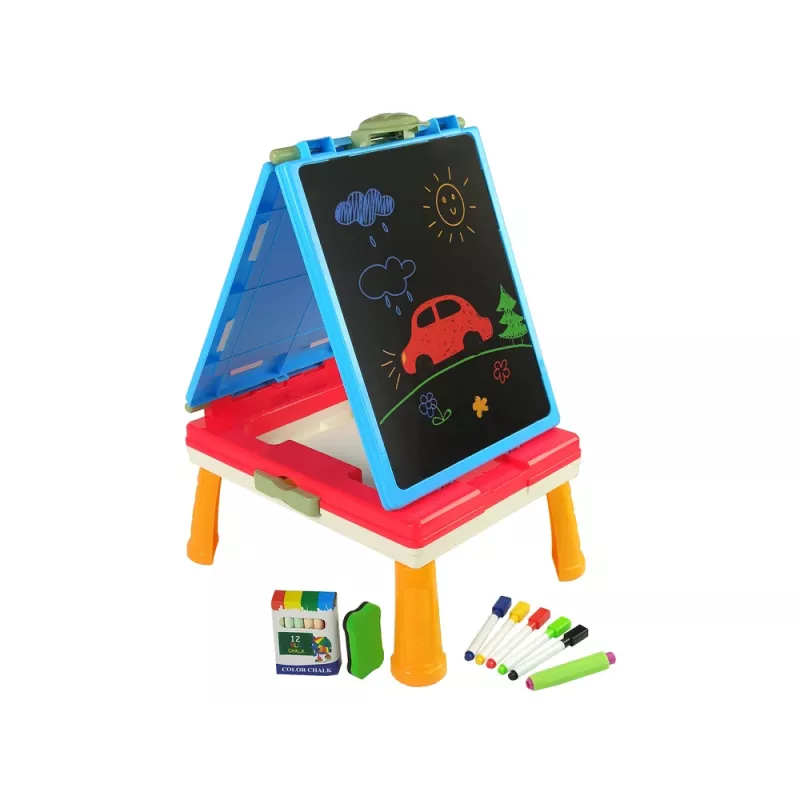 LEAN TOYS 3-w-1 Magnetyczna Tablica Kredowa, Niebieski Stół do Gier