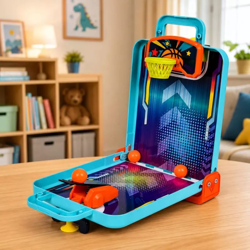 LEAN TOYS 3-w-1 Mini Gra Arcade – Przenośny Koszykówka, Pinball i Kręgle w Walizce (Wielokolorowy)