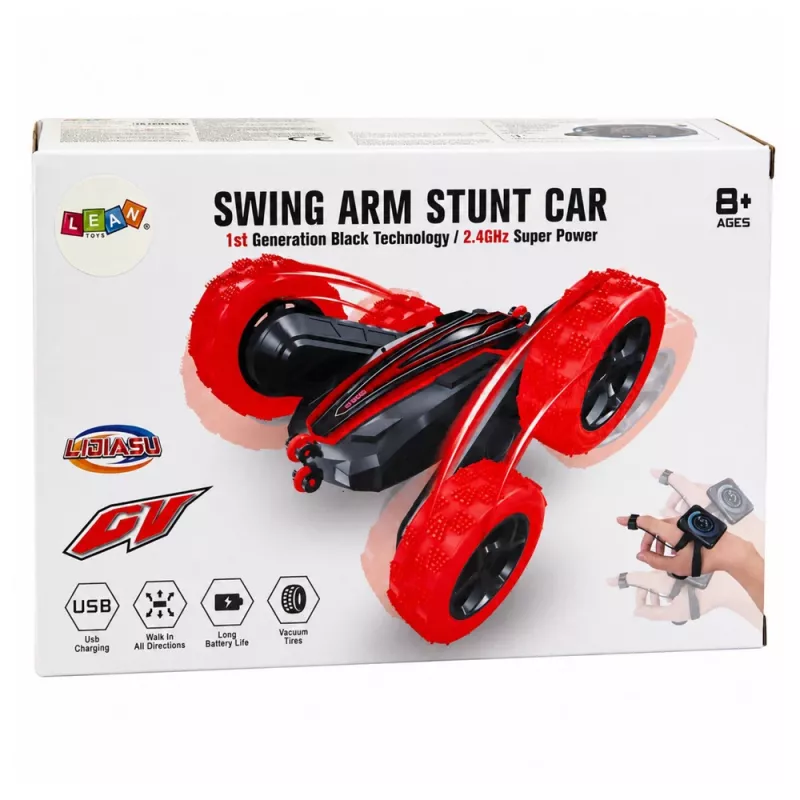 LEAN TOYS Zdalnie sterowany samochód kaskaderski RC z gestami 360° czerwony
