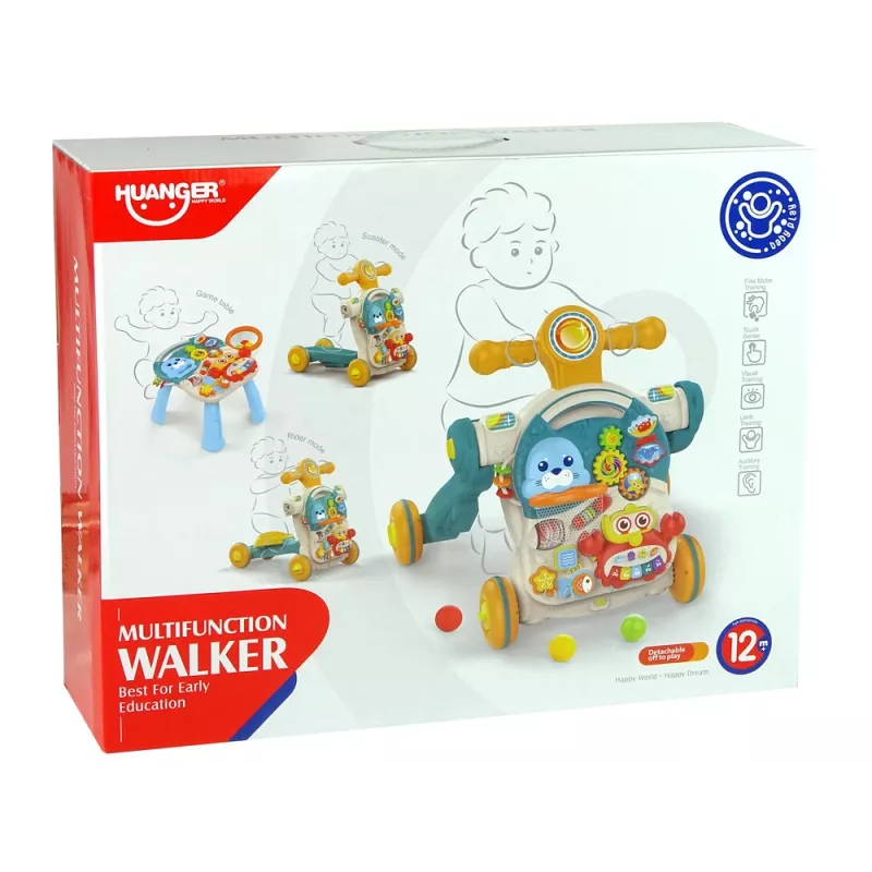 LEAN TOYS 4w1 Wózek Stolik Edukacyjny Hulajnoga Rower Dla Niemowląt Niebieski