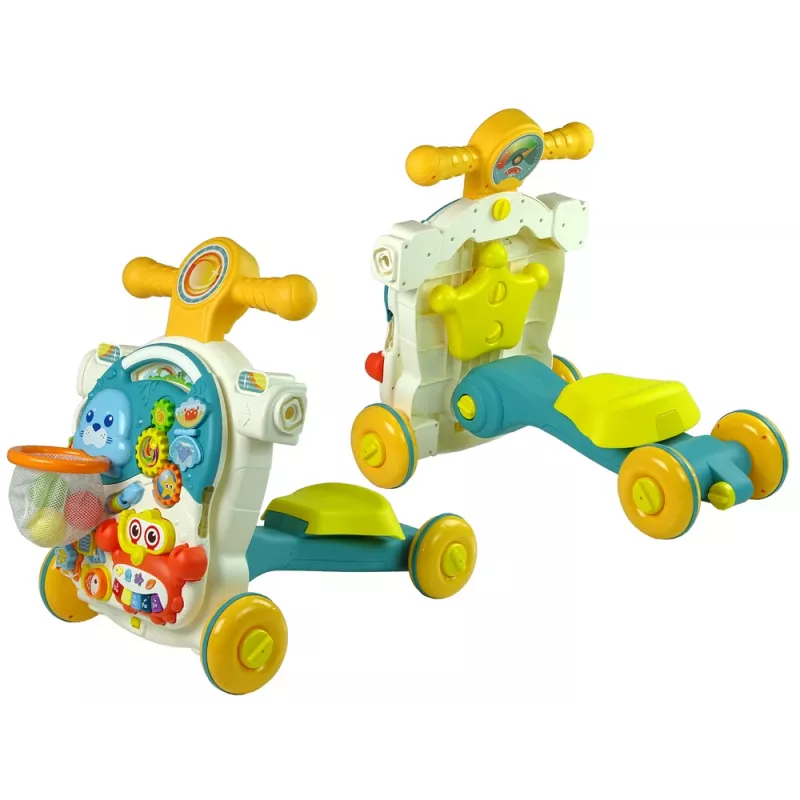 LEAN TOYS 4w1 Wózek Stolik Edukacyjny Hulajnoga Rower Dla Niemowląt Niebieski