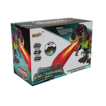 LEAN TOYS 7740 Interaktywny dinozaur T-Rex na baterie, składający jaja, z efektem pary, dźwiękiem i światłem - zielony