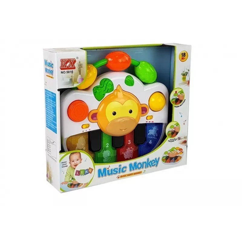 LEAN TOYS Pianinko z Małpką dla Niemowląt - Dźwięk i Światło