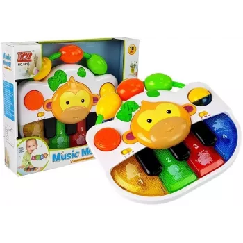 LEAN TOYS Pianinko z Małpką dla Niemowląt - Dźwięk i Światło