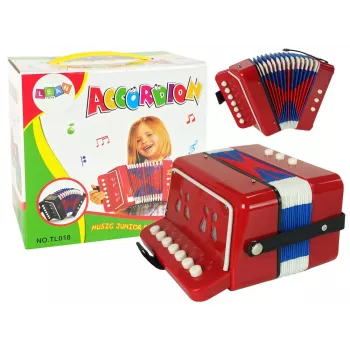 LEAN TOYS Akordeon dla Małych Muzyków – Czerwony, 7 klawiszy melodycznych, diatoniczny, wiek 3+