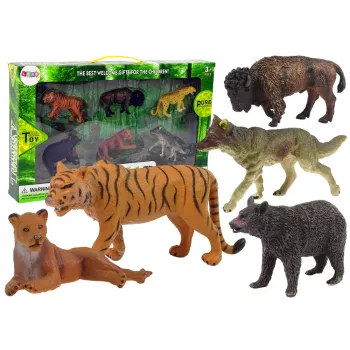 LEAN TOYS Zestaw figurek zwierząt afrykańskich Niedźwiedź Tygrys