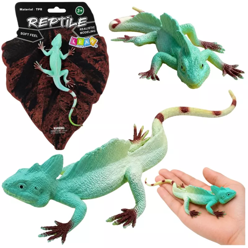 LEAN TOYS Agama Lizard Sailboat Rubber Figure Stretchable Realistic 16 cm