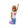 LEAN TOYS Anlily Lalka dla Dzieci Długie Blond Włosy Torebka Okulary Biała Bluzka