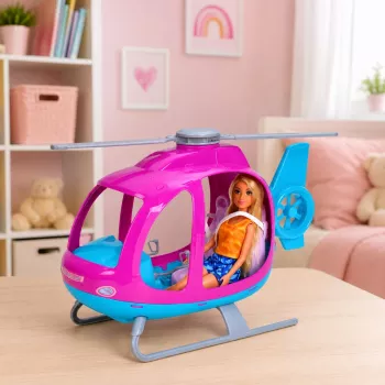 LEAN TOYS Anlily Zestaw Lalek z Dużym Śmigłowcem, Obrotowymi Śmigłami i Laleczką Modową – Fioletowy