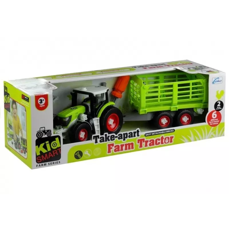 LEAN TOYS Ciągnik do składania z otwartą przyczepą 43 cm