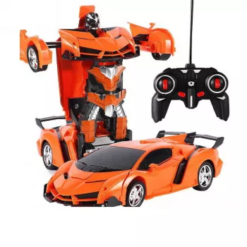 LEAN TOYS Auto Robot Transformer + Pilot Zdalnego Sterowania Deformed Car 2w1 Wielofunkcyjny Pomarańczowy