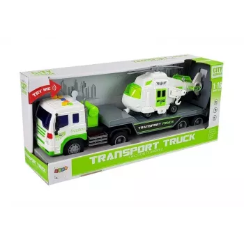LEAN TOYS Auto Transporter na baterie 1:16 z helikopterem