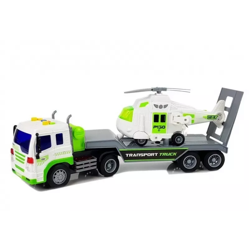 LEAN TOYS Auto Transporter na baterie 1:16 z helikopterem