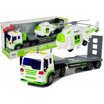 LEAN TOYS Auto Transporter na baterie 1:16 z helikopterem