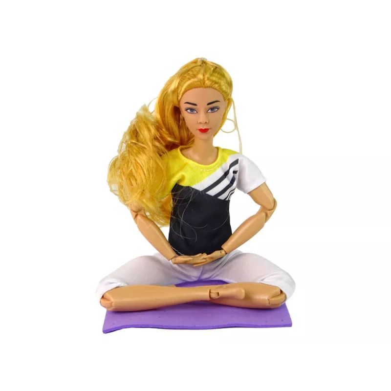 Mata do jogi dla lalek LEAN TOYS z długimi blond włosami