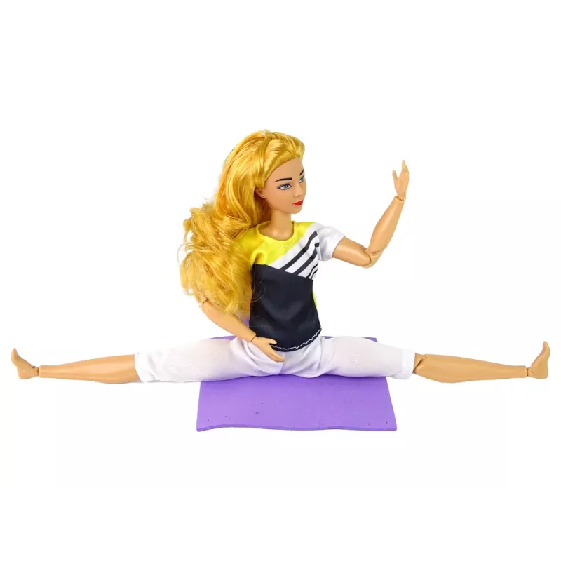 Mata do jogi dla lalek LEAN TOYS z długimi blond włosami