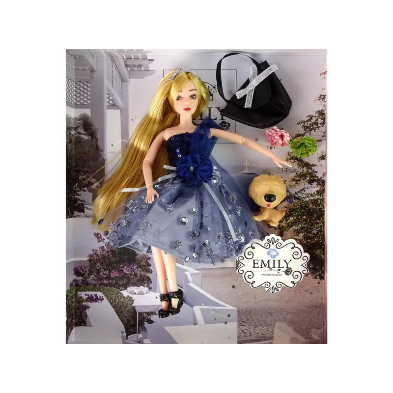 LEAN TOYS Baby Emily Doll With Doggie Purse Flowers