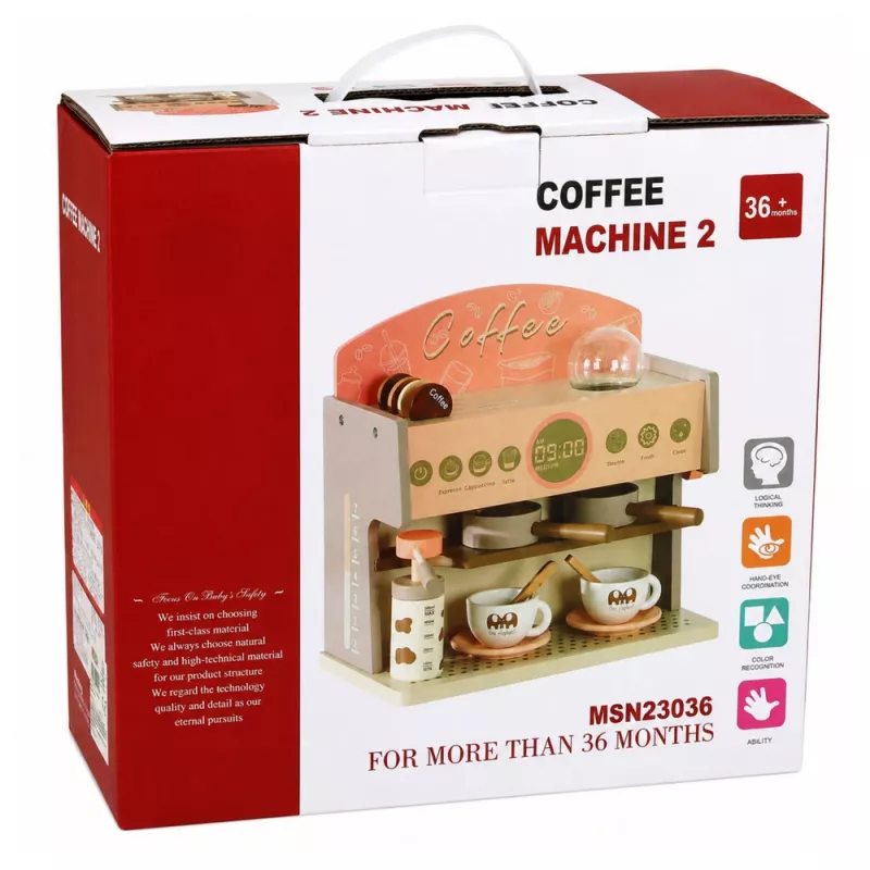 LEAN TOYS Zestaw Barista Ekspres do Kawy Drewniane Akcesoria Różowy