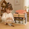 LEAN TOYS Zestaw Barista Ekspres do Kawy Drewniane Akcesoria Różowy