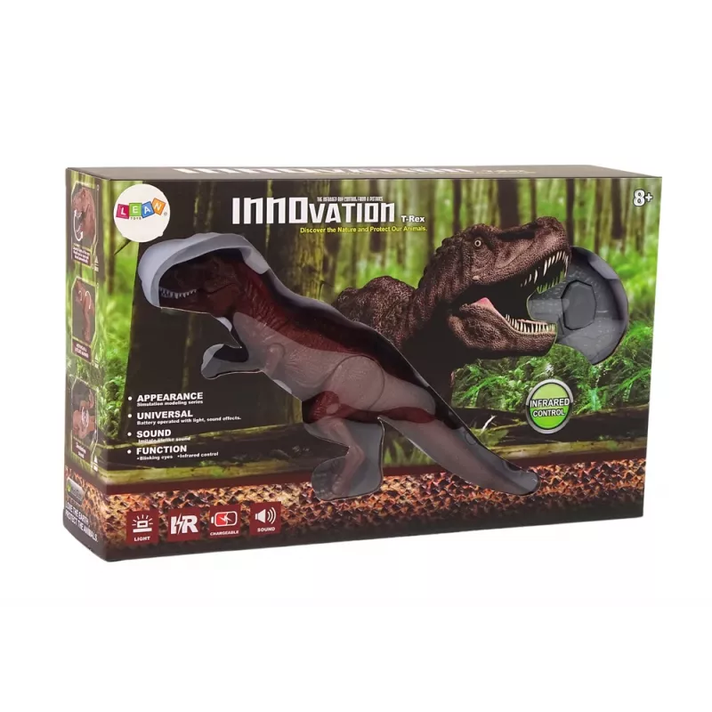 LEAN TOYS Zabawkowy Dinozaur Tyranozaur Rex na Baterię z Pilotem i Dźwiękiem