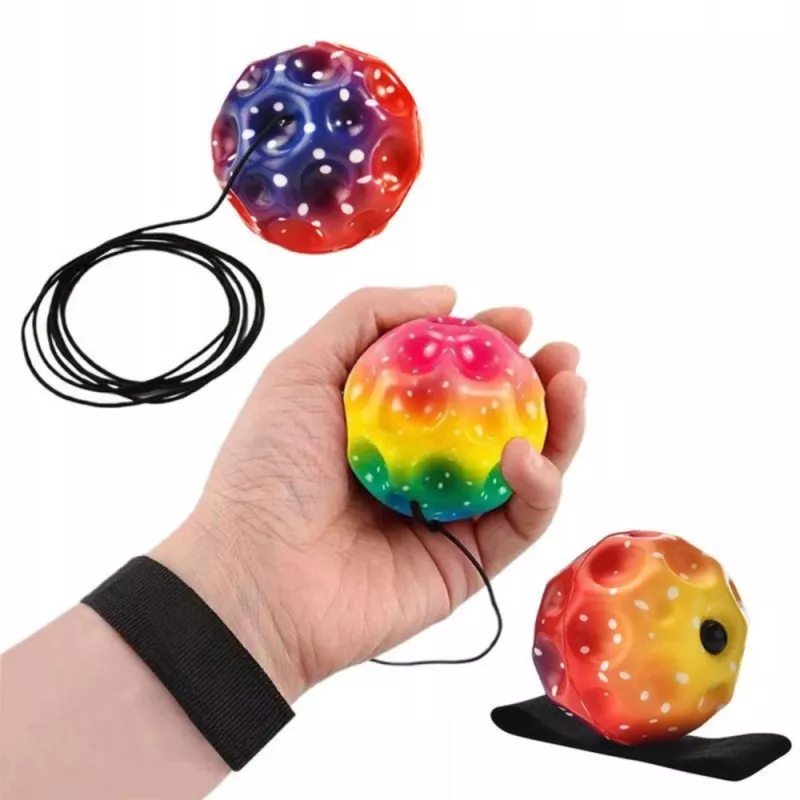 LEAN TOYS Piłka skacząca na gumce, sensoryczna, z wypustkami, kolorowa, 6 cm