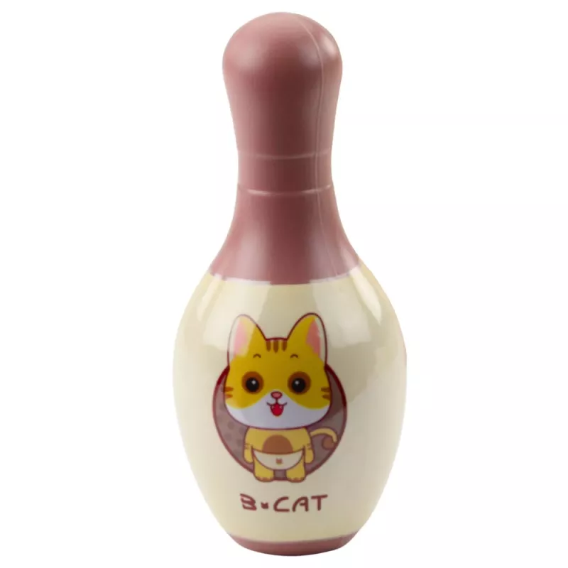 LEAN TOYS Zestaw do gry w kręgle z kotami dla dzieci 10 kręgli 2 kolorowe kule