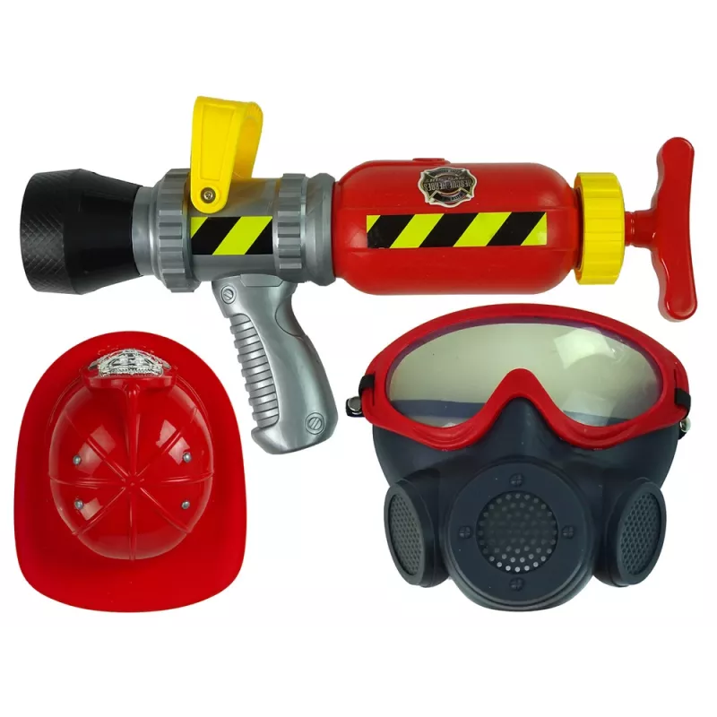 LEAN TOYS Zestaw Strażacki Gaśnica Maska Wodna Kask Czerwony