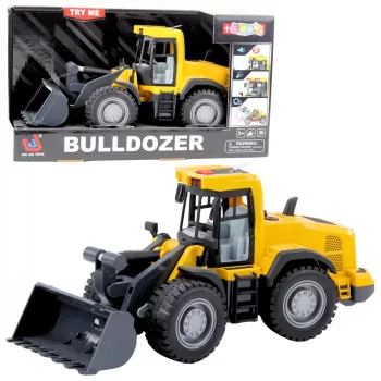 LEAN TOYS spychacz budowlany koparka ze światłami, dźwiękami i ruchomą łyżką – żółty