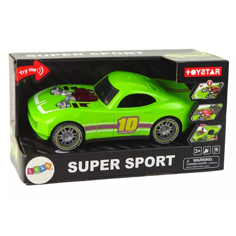 LEAN TOYS Samochód 1:14 Zielony Sportowy Dźwięk Światła Pojazd